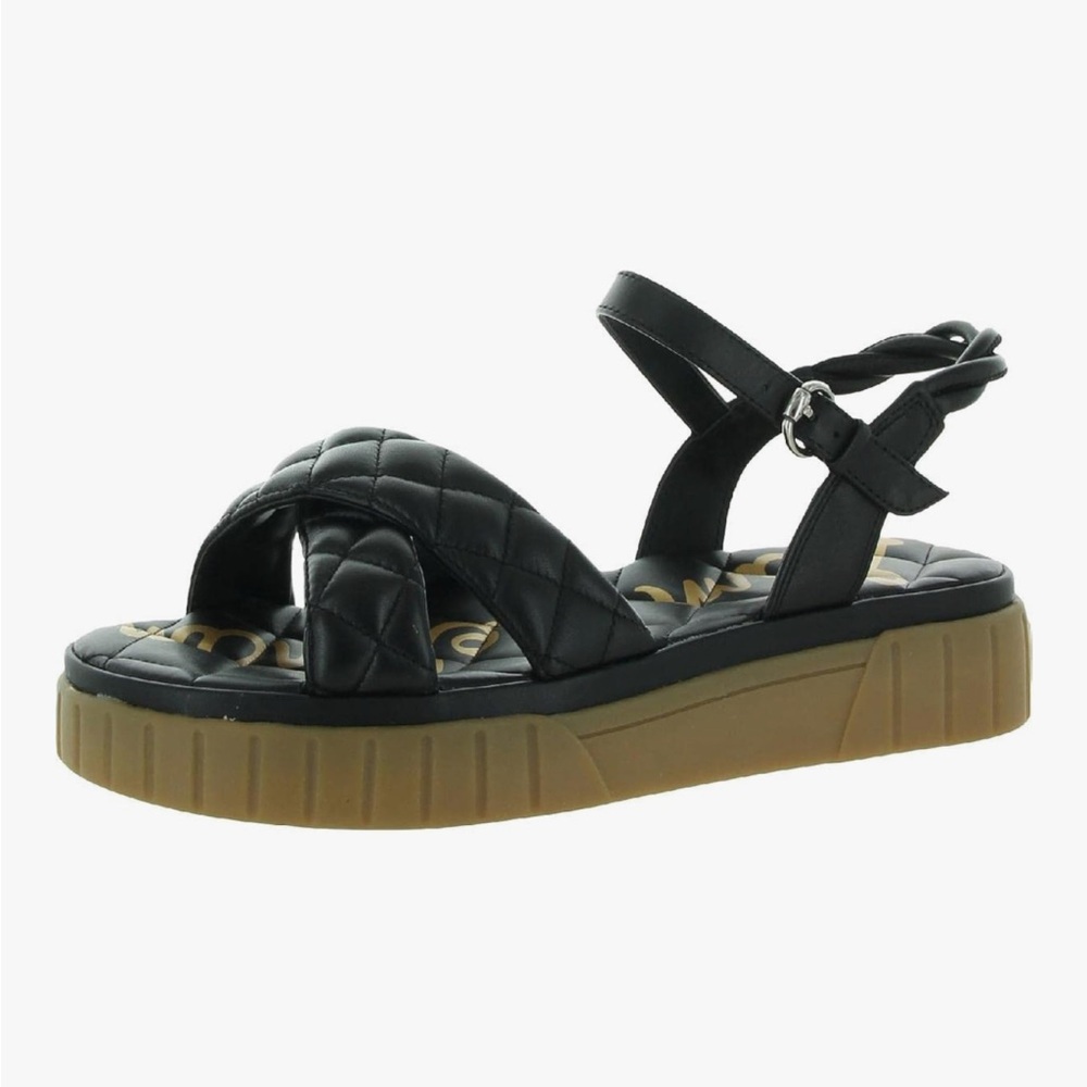 Sam Edelman Black Quilted Platform Sandals
